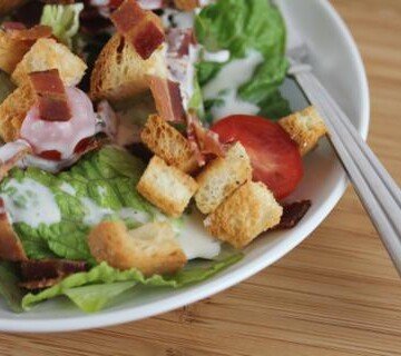 Homemade Croutons on a BLT Salad