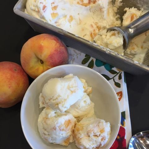 Homemade churned peach ice cream hot sale