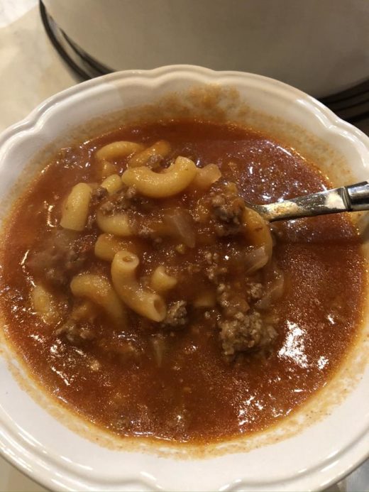 Ground Beef Tomato Macaroni Soup - Lynn's Kitchen Adventures