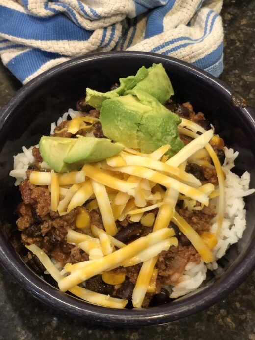 Dinner Taco Soup over Rice