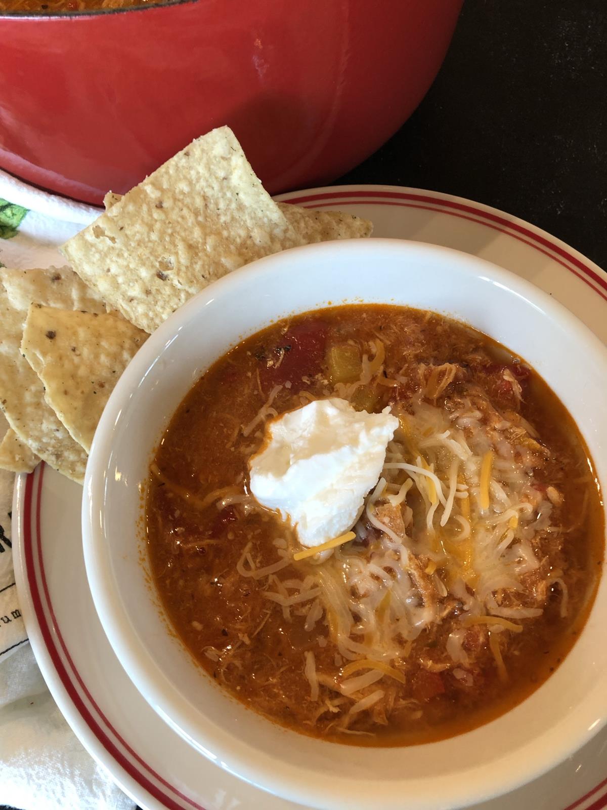 Chicken Fajita Soup with cheese and sour cream