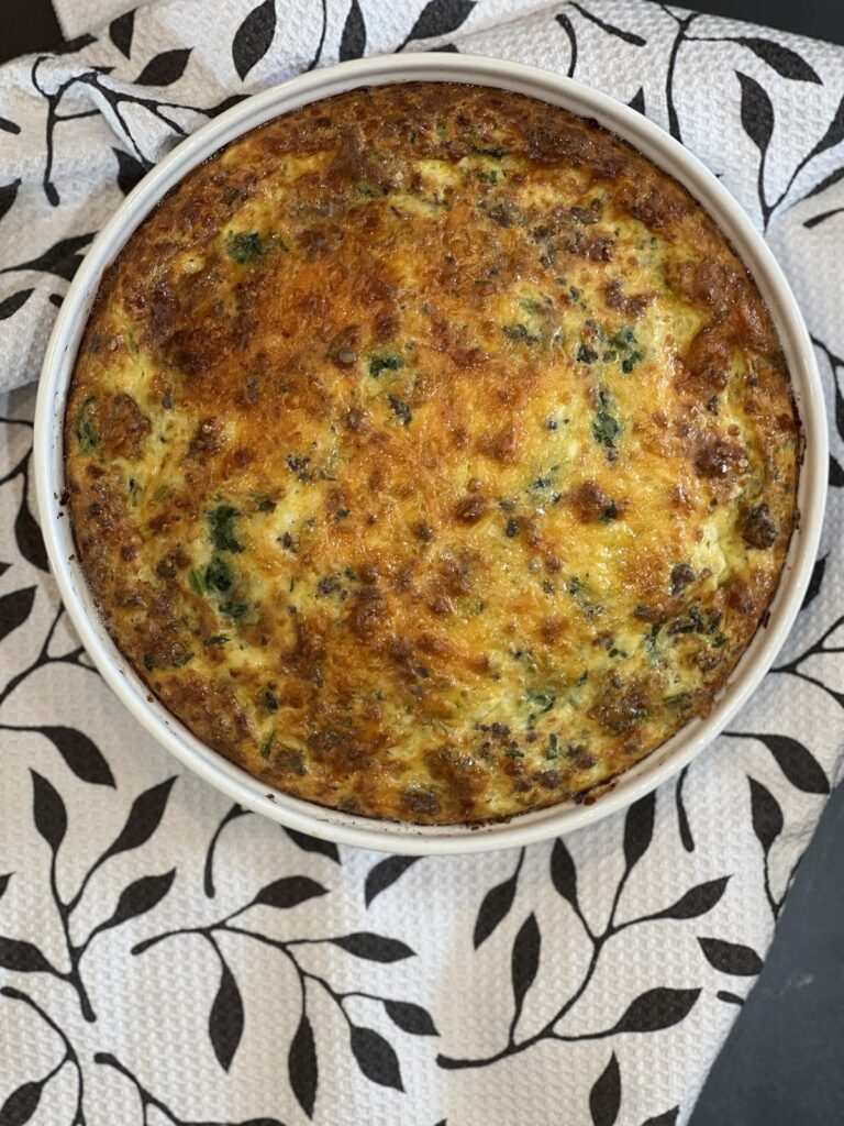 Crustless Spinach Sausage Cottage Cheese Quiche - Lynn's Kitchen Adventures