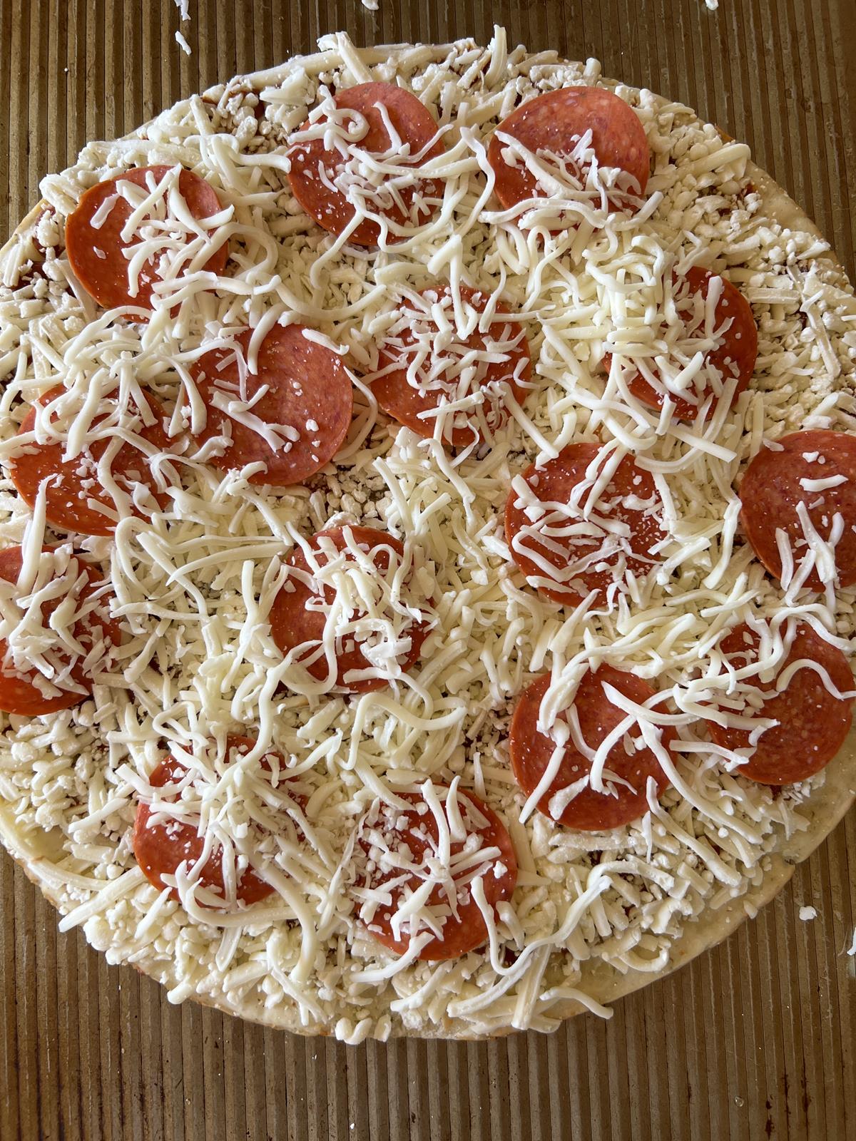 frozen gluten free pizza with pepperoni and cheese unbaked