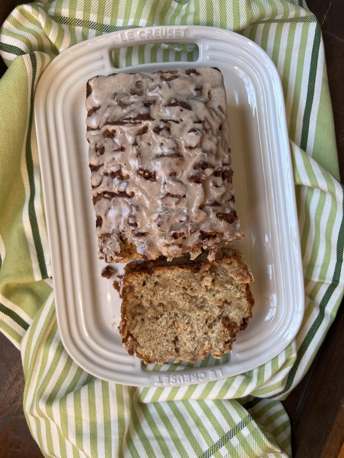 Gluten Free Apple Fritter Bread on white plate