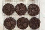 double chocolate cookies on cooking rack