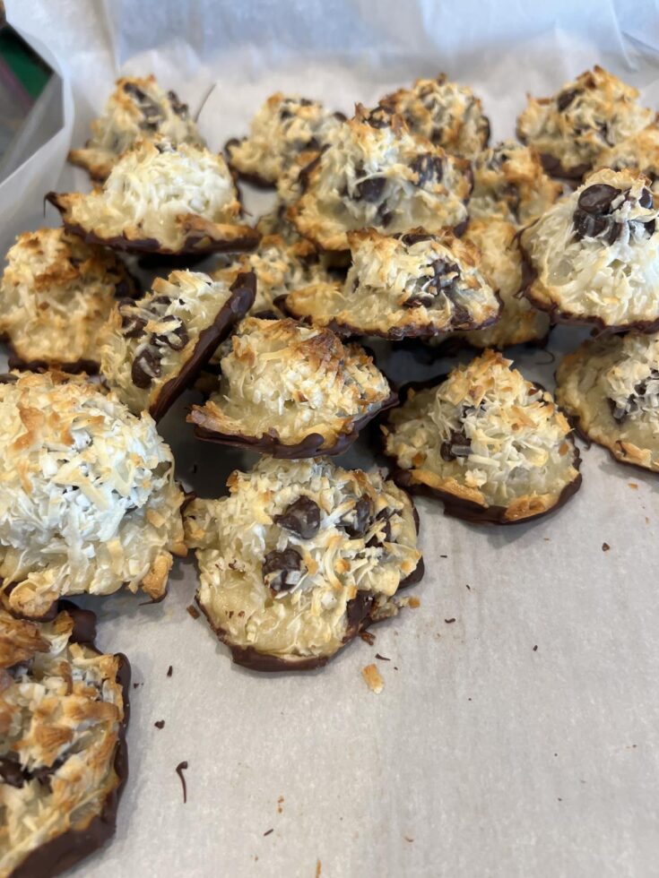 Chocolate Coconut Macaroon Cookie on parchment paper