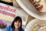 Barefoot Contessa cookbook and lemon yogurt cake on white plate